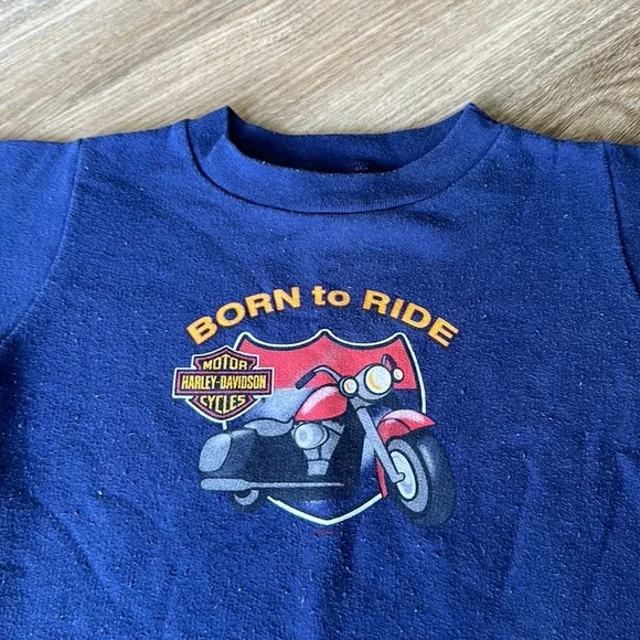 HARLEY-DAVIDSON LONG SLEEVE ONE PIECE BLUE GRAPHIC BABY 24 MONTHS - Picture 2 of 6